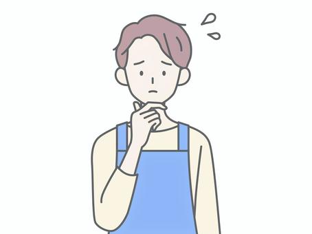 困るエプロンの男性 困るエプロンの男性 人物,男,エプロン,主夫,保育士,ヘルパー,介護士,困る,焦る,不満のイラスト素材