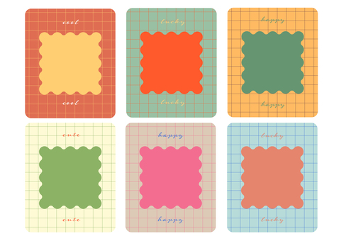 ふにゃふにゃ四角フレーム2 フレーム,ふにゃふにゃ,もこもこ,なみなみ,四角,方眼,秋色,秋,冬,クリスマスのイラスト素材