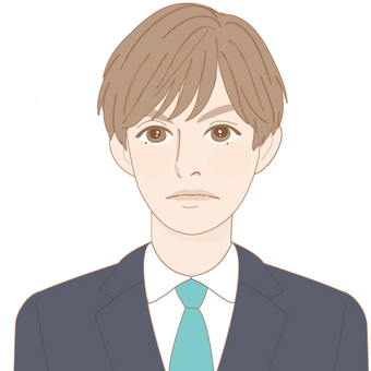 女性表情3スーツ 男性,男子,顔,唇,表情,ナチュラルリップ,口角,ショートヘア,中性的,透明感のイラスト素材