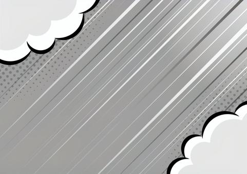 モノトーンのポップな効果線と煙の背景素材