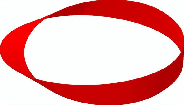 メビウスの帯 メビウスの帯 幾何学,立体,メビウスの帯,メビウス,輪,赤色,蛍光色,3dcg,デフォルメ,背景透過のイラスト素材