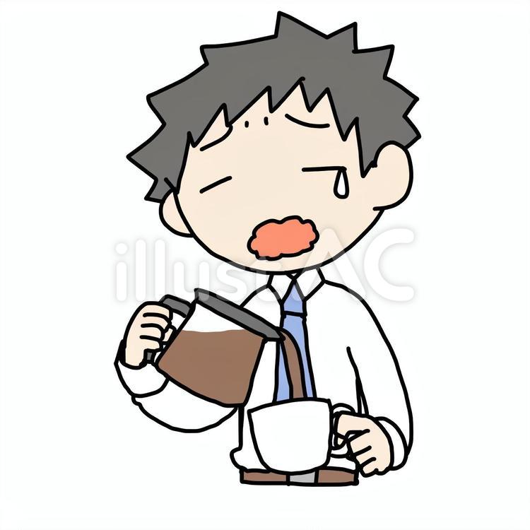 あくびしながらコーヒーを淹れる男性 男性,コーヒー,淹れるのイラスト素材