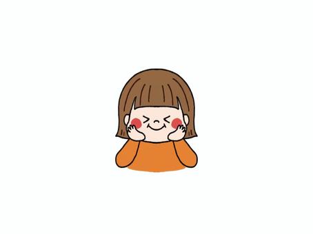 美味しい表情　女の子 美味しい,秋,食欲の秋,もぐもぐ,幸せ,女の子のイラスト素材