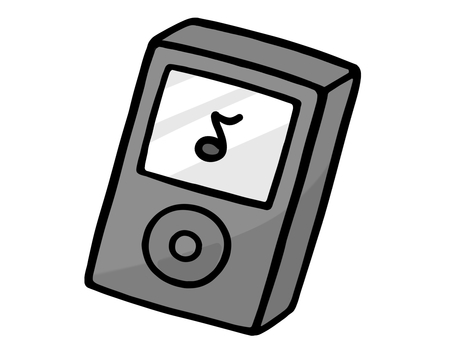 ポータブル音楽機器 音楽,小型,ポータブル,プレーヤー,聴く,視聴,デジタル,オーディオ,機器,軽量のイラスト素材