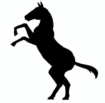 立ち上がる馬のシルエット 馬,午年,年賀状,干支,動物,シルエット,立ち上がる,立つ,透過,pngのイラスト素材