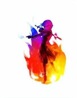 イラスト イラスト 女の子,炎,剣のイラスト素材
