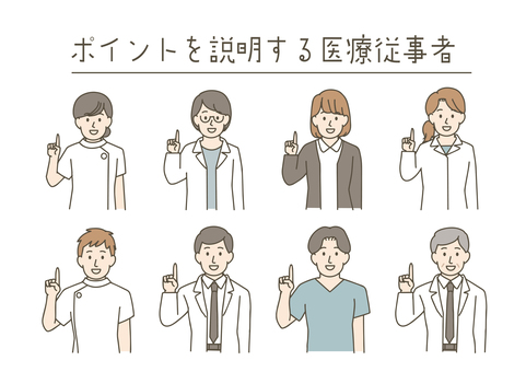 ポイントを説明する医療従事者 医療,従事者,医師,看護師,薬剤師,白衣,ナース,人物,男性,女性のイラスト素材