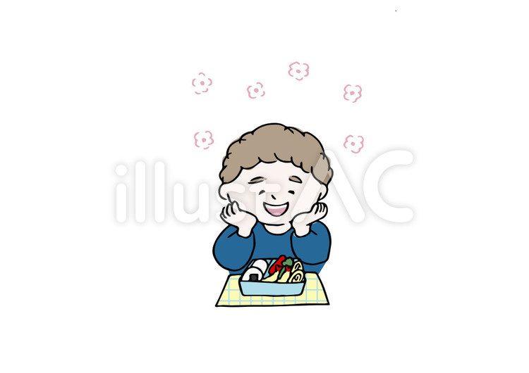 お弁当.こども.嬉しい.喜ぶ 人物,子供,男の子のイラスト素材