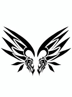 トライバル・翼 トライバル,タトゥー,翼,モノクロ,カッコイイのイラスト素材