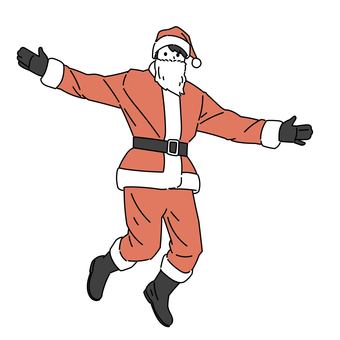ジャンプするサンタ姿の男性 男性,クリスマス,サンタ,コスチューム,全身,ジャンプ,ポーズ,サンタクロース,コスプレ,笑顔のイラスト素材