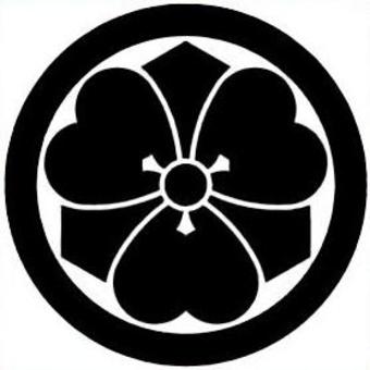 家紋(丸に剣片喰) 家紋,アイコン,和,日本,エンブレム,シンボルのイラスト素材
