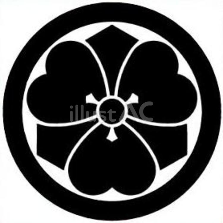 家紋(丸に剣片喰) 家紋,アイコン,和のイラスト素材