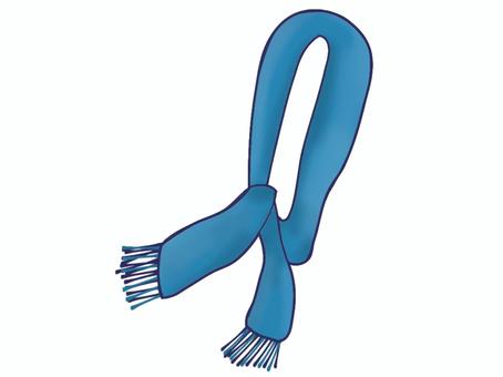 青のマフラー 青,マフラー,秋,冬,防寒具,毛糸,ニット,ストール,フリンジ,カラフルのイラスト素材