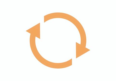 循環する矢印（サイクル） オレンジ,矢印,サイクル,円,循環,ループ,くるくる,回転,円形,円状のイラスト素材