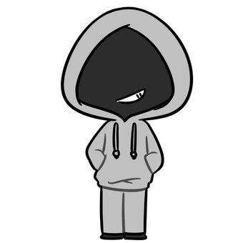 パーカー　フードを被った怪しい人 立ち絵,全身,人物,悪い,人,怪しい,悪人,悪だくみ,犯人,パーカーのイラスト素材