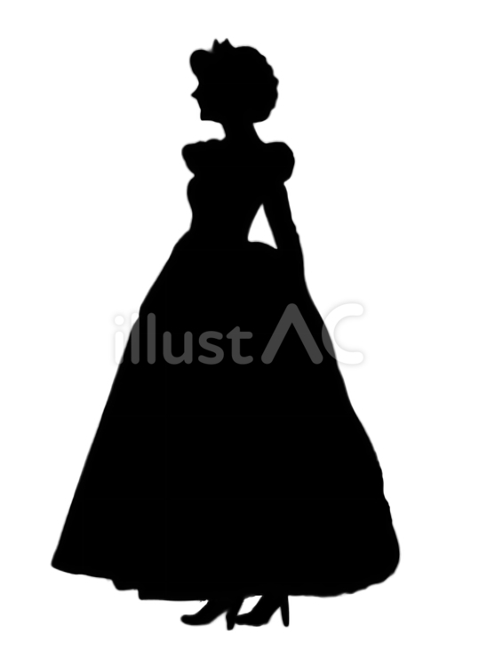 佇むお姫様のシルエット お姫様,プリンセス,クイーンのイラスト素材