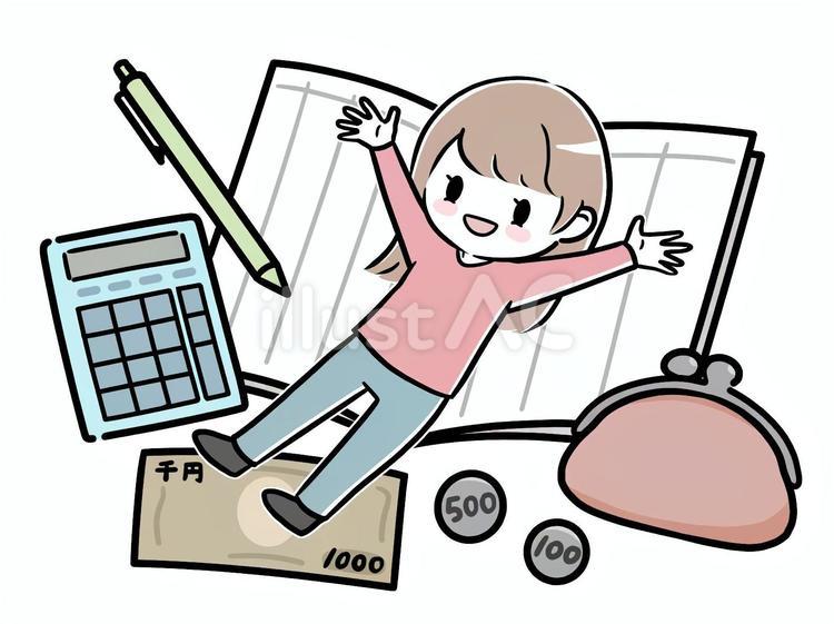 支出管理に前向きに取り組む女性 女性,支出,収支のイラスト素材
