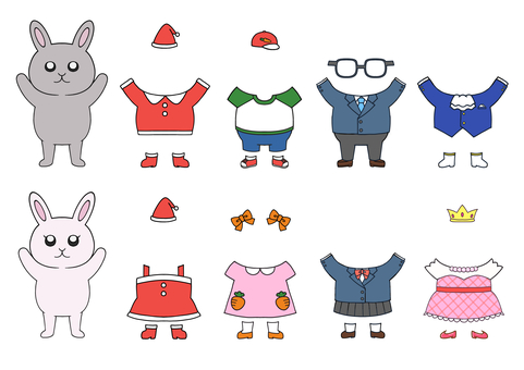 うさぎ　着せ替え