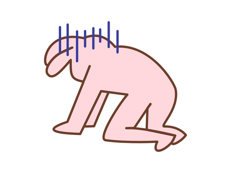 膝をついて落ち込むウサギ 手をつく,膝をつく,落ち込む,どんより,ガーン,謝る,あやまる,土下座,挨拶,ごめんなさいのイラスト素材