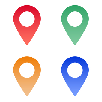 グラデマップピンアイコン 4色セット マップピン,地図,位置情報,ピン,マーカー,マップ,地図記号,場所,ロケーション,ナビのイラスト素材