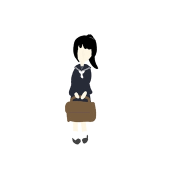 学生カバンを両手で持つ女子学生 女子,女,女の子,女性,女子学生,中学生,高校生,学生,カバン,学生カバンのイラスト素材