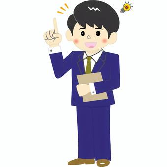 アイデアが閃いて嬉しい男性会社員 ビジネス,ビジネスマン,ビジネスパーソン,男性,青年,会社員,社員,職員,アイデア,閃きのイラスト素材