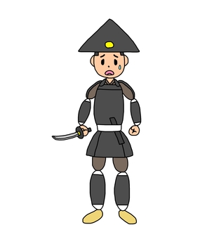 不安な戦国時代の足軽 足軽,侍,武士,鎧武者,戦士,兵士,日本,和風,歴史,日本史のイラスト素材