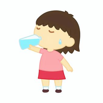 ペットボトルの水を飲む女の子 水を飲む,水,女の子,幼児,子供,飲む,熱中症対策,脱水予防,ペットボトル,夏のイラスト素材