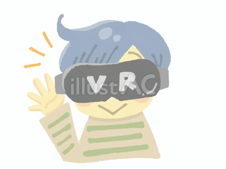 VRゴーグルをつけた男性 vr,バーチャルリアリティ,仮想現実のイラスト素材
