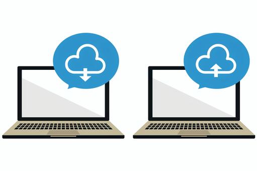 ノートパソコンとクラウド ノートパソコンとクラウド ノートパソコン,pc,コンピュータのイラスト素材
