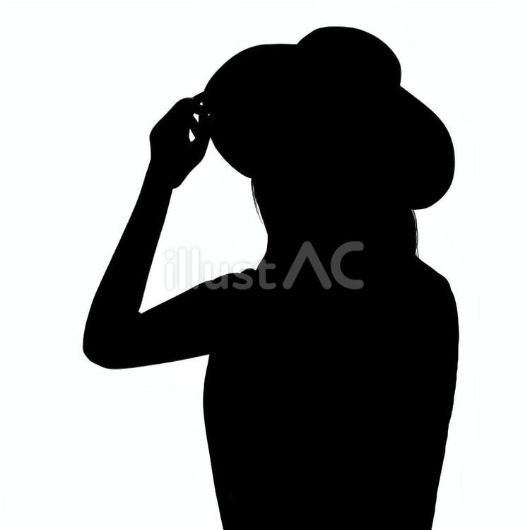 女性　夏　帽子　シルエット 女性,帽子,シルエットのイラスト素材