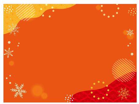 和柄アクセントの冬背景フレーム 和柄,暖房,暖かい,フレーム,背景,冬のイラスト素材