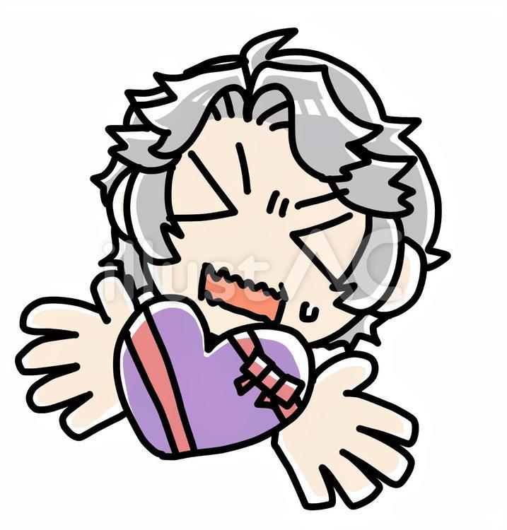 プレゼントに緊張するおばあさん プレゼント,贈り物,おばあさんのイラスト素材