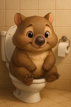 トイレに座るウォンバット