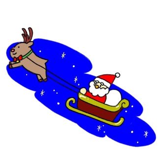 Illustration, christmas, santa, reindeer, 