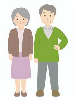 おじいさんとおばあさん1 シニア女性,シニア男性,シニア,おばあさん,おじいさん,年寄り,女性,男性,老人,正面のイラスト素材