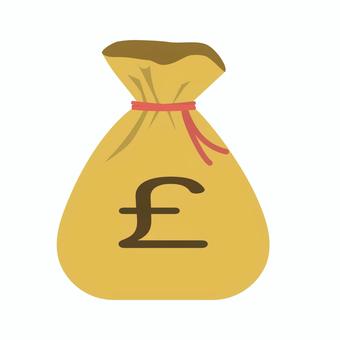 ポンド袋　£ ポンド,ポンド袋,£,金貨袋,外貨,資金,貯金,金,お金,布袋のイラスト素材