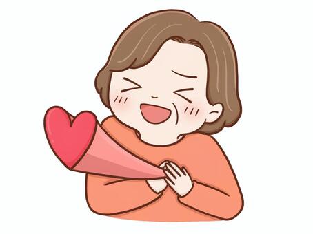 ときめく中年女性(カラー) 女性,中年女性,中年,ときめく,ときめき,恋,推し活,好き,大好き,キュンのイラスト素材