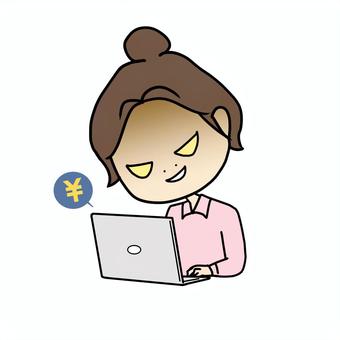 悪巧みをする女子 悪巧み,罪,悪,悪事,女子,女性,騙す,金,マネー,詐欺のイラスト素材