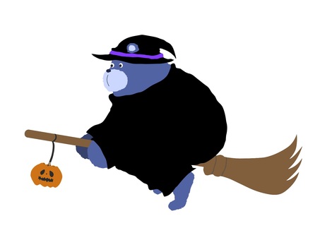 Wizard bear flying on a broom, dayanmak, hayvan, sihirbaz, JPG, PNG and AI