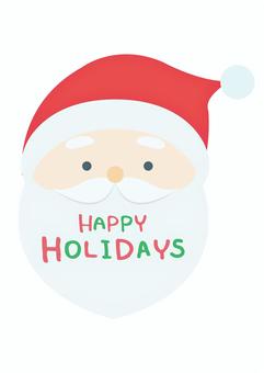 サンタクロースのお顔のホリデーロゴ サンタクロース,クリスマス,冬,ひげ,ロゴ,タイトル,見出し,帽子,おじいさん,ハッピーのイラスト素材