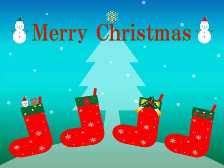 クリスマス靴下 クリスマス,ツリー,木,モミの木,靴下,星,雪,雪だるま,帽子,結晶のイラスト素材
