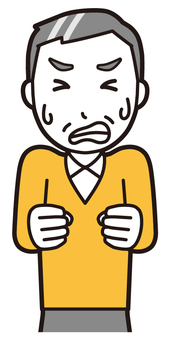 ニット中年男性(黄)-486-バスト  ニット中年男性(黄)-486-バスト 悔しい,おじさん,男性,中年,お父さん,パパ,シニア,ミドルエイジ,人物,かわいいのイラスト素材