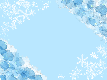 雪の結晶のフレーム5 雪,結晶,雪の結晶,フレーム,キラキラ,手描き,光,ぼかし,背景,冬のイラスト素材