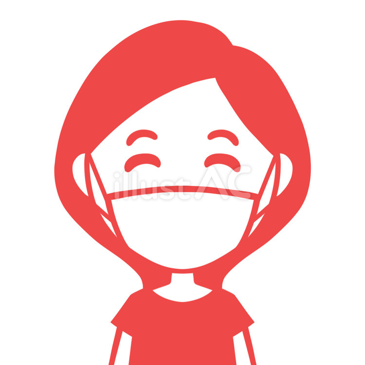 マスクをつけた女の人のアイコン 女性,アイコン,顔のイラスト素材