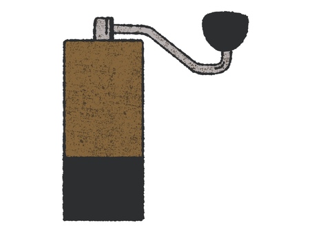 手動式コーヒーミル　ナチュラル コーヒーミル,手動式,コーヒー道具,コーヒー好き,カフェ,カフェタイム,シンプル,広告,挿絵,手描きのイラスト素材