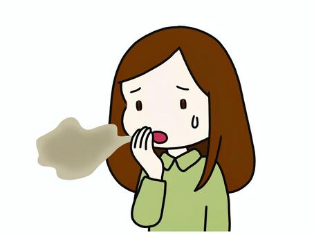口臭が気になる若い女性 口臭,気になる,気にするのイラスト素材