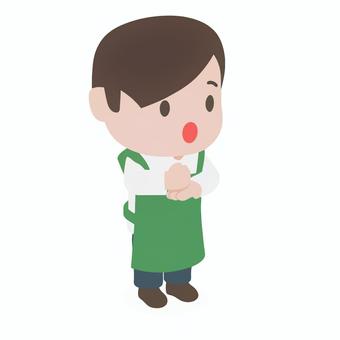 なるほどと思う店員 店員,理解,納得,気づき,発見,思考,学び,表情,感情,接客のイラスト素材