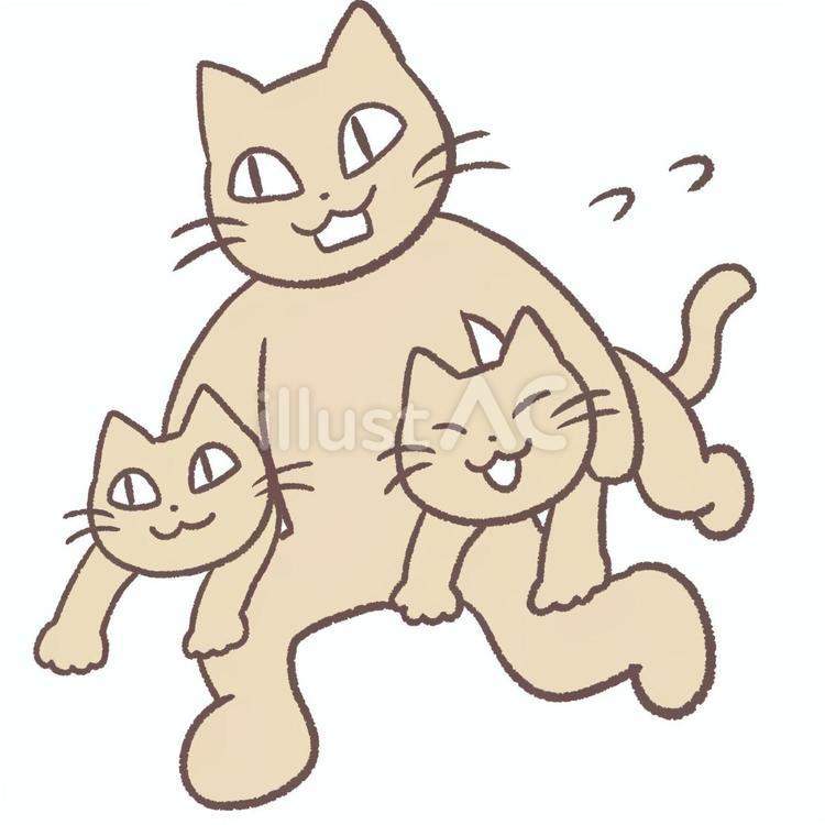 子供を抱える猫 猫,かわいい,ゆるいのイラスト素材