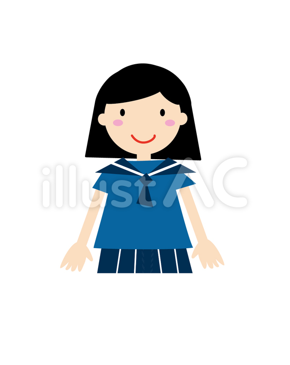 女学生（基本形） 中学生,高校生,女の子のイラスト素材
